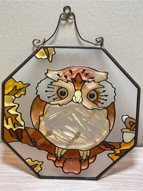 Stained Glass Owl Suncatcher - Autumn Tones